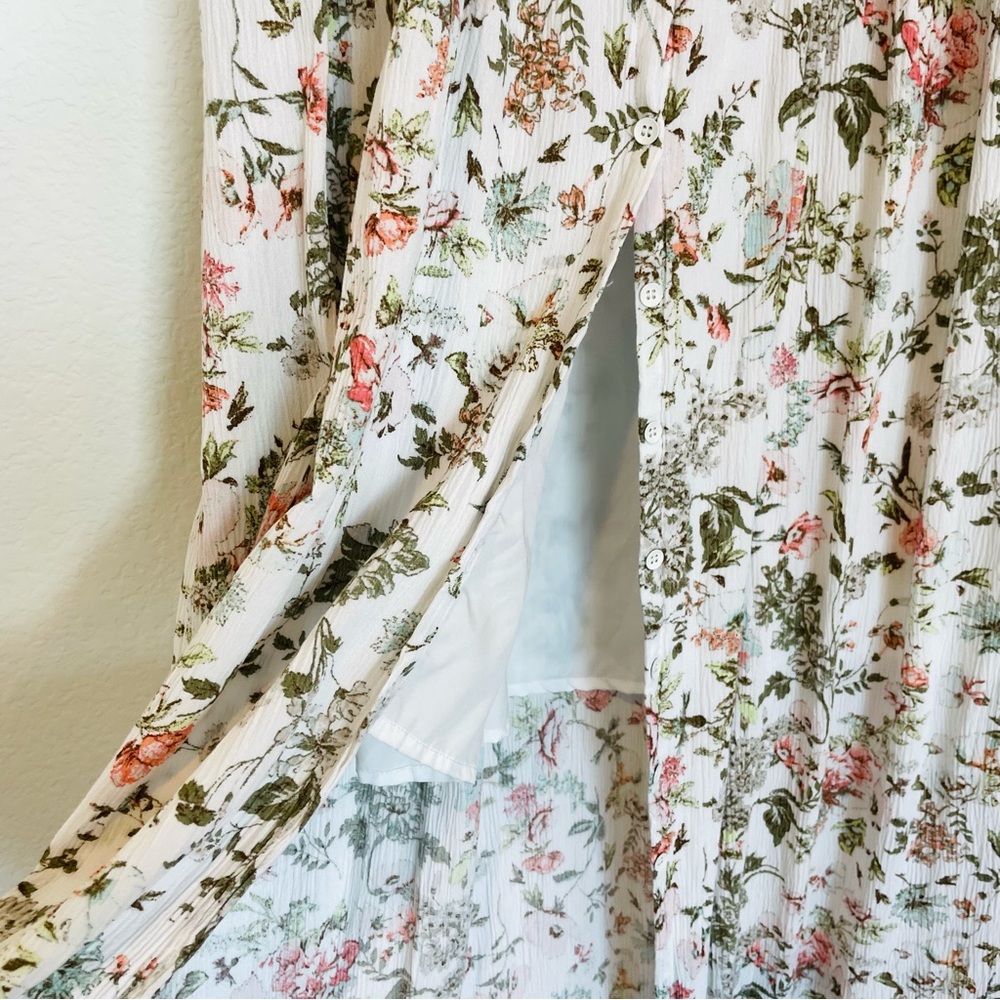 FRYE Floral Maxi Dress in Cream and Pink XL - Picture 6 of 9
